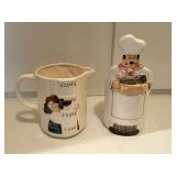 Chef utensil holder and Lady measuring cup