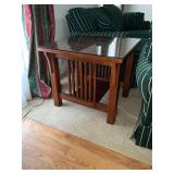 Craftsman style glass top end table