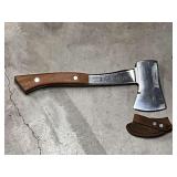 Bridgeport Hardware hatchet with leather sheath