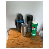 2 Thermos', Yeti cup and Gatorade bottle