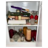 Assortment of candles, votives, candleholders, etc.