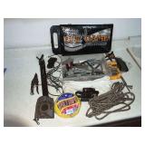 Tree stand steps, rope, folding shooting stick, limb trimmers
