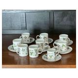 Wedgwood 'Wild Strawberry' demitasse set, 8 cups and 6 saucers