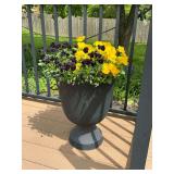 20' black plastic planter with pansies