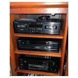 Onkyo dual cassette player Model TA-RW344, 6-disc CD changer Model DX-C370, AM/FM receiver Model TX-6V545 with remote