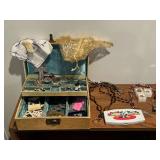 Beaded lanyards, pins, jewelry box, Tazmania Devil watch