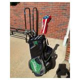 Titleist golf bag with assorted right handed clubs