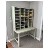 Viking Metal Cabinet Co. table with organizer on top, office supplies