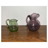 Crackle glass lavender pitcher 5' T