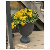 20' black plastic planter with pansies