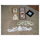 Framed mirror, framed artwork
