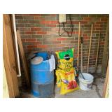 Potting mix, plant stakes, hoes