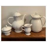 Mikasa 'French Countryside' coffee pot, sugar & creamer and insulated carafe