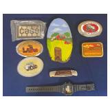Case belt buckles, watch, Buck knife and wall plaque