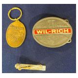 WIL-RICH belt buckle, Hesston key fob