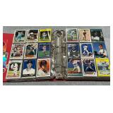 Trading card album with an assortment of baseball cards