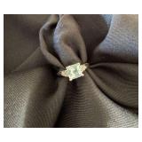 14K White Gold Diamond & Aquamarine Ring