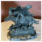 Frederick Remington "The Horse Thief" statue on marble base