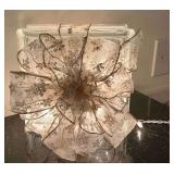 Glass block with bow and lights