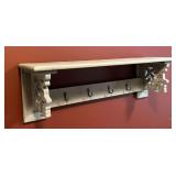 Wooden wall shelf, 29 1/2" W x 8" D x 10" T.
