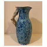 Ceramic sponged pitcher, 13" T, artist signed