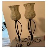 Pair of decorative lamps with beaded shades
