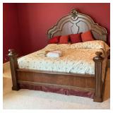 King size bed, linen, Simmons mattress, box springs, mattress pad