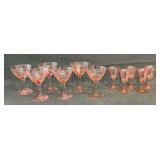 Pink etched stemware
