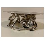 Silverplate candle holder with frogs