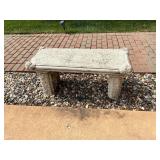 Rock bench, 17" W x 41" L x 18" T, chip on top.