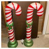 Pair of blow mold candy canes