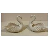 Pair of Lenox swan dishes