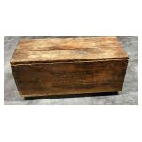 Wooden dove tail storage box with misc. small boxes
