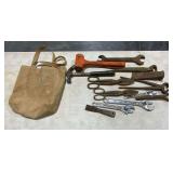 Assorted tools deadblow hammer, claw hammer, tin snips