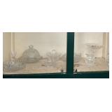 Glass pieces, bell, condiment jar, covered dishes