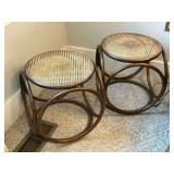 Pair of woven top foot stools