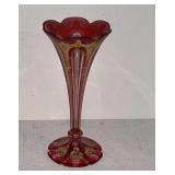 Bohemian Trumpet  hand decorated vase