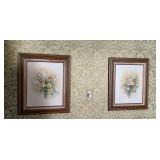 Pair of framed floral prints by Dori Popenoe