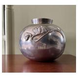Round silver plate vase