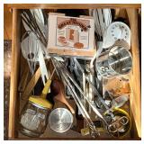 Assortment of utensils, timer, nut chopper, whisk