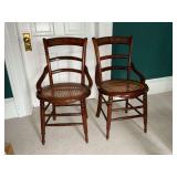 Pair of woven bottom dining chairs