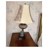 Vintage beside lamp, little boy with sheep on base