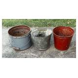 3 metal buckets