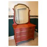 Antique 5-drawer dresser with mirror, has been painted.
