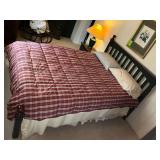 Queen size bedframe with linens with Eastman House mattress and boxsprings