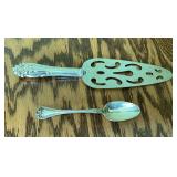 Sterling spoon and sterling handled cake server