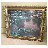"Water Lilies" by Claude Monet reprint in gold ornate frame