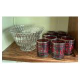 Punch bowl with Christmas glasses