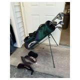 Sun Moutain golf bag with left handed Ping clubs