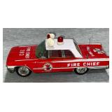 Friction Fire Chief toy car, working top pivot lights